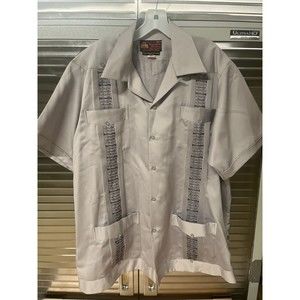 AUTHENTIC XXL Grey Guayaberas Yucatecas  100% Polyester MENS SHIRT